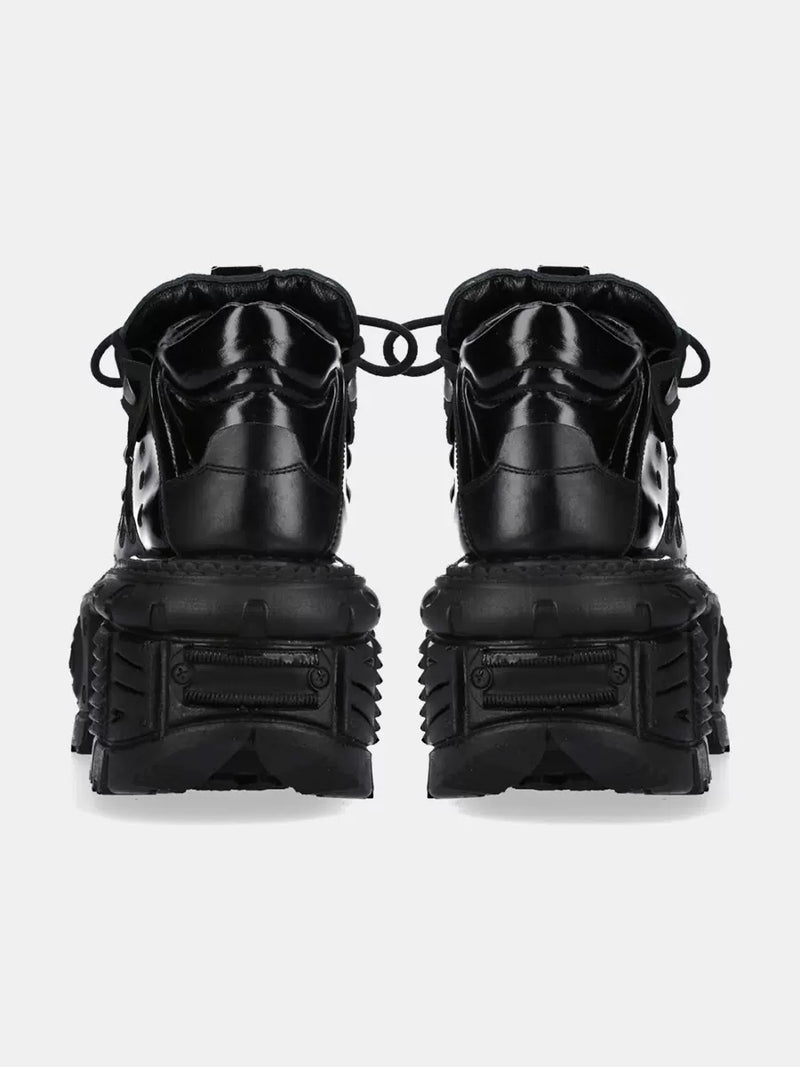 Retro Dark Punk Leather Lace-up Platform Shoes