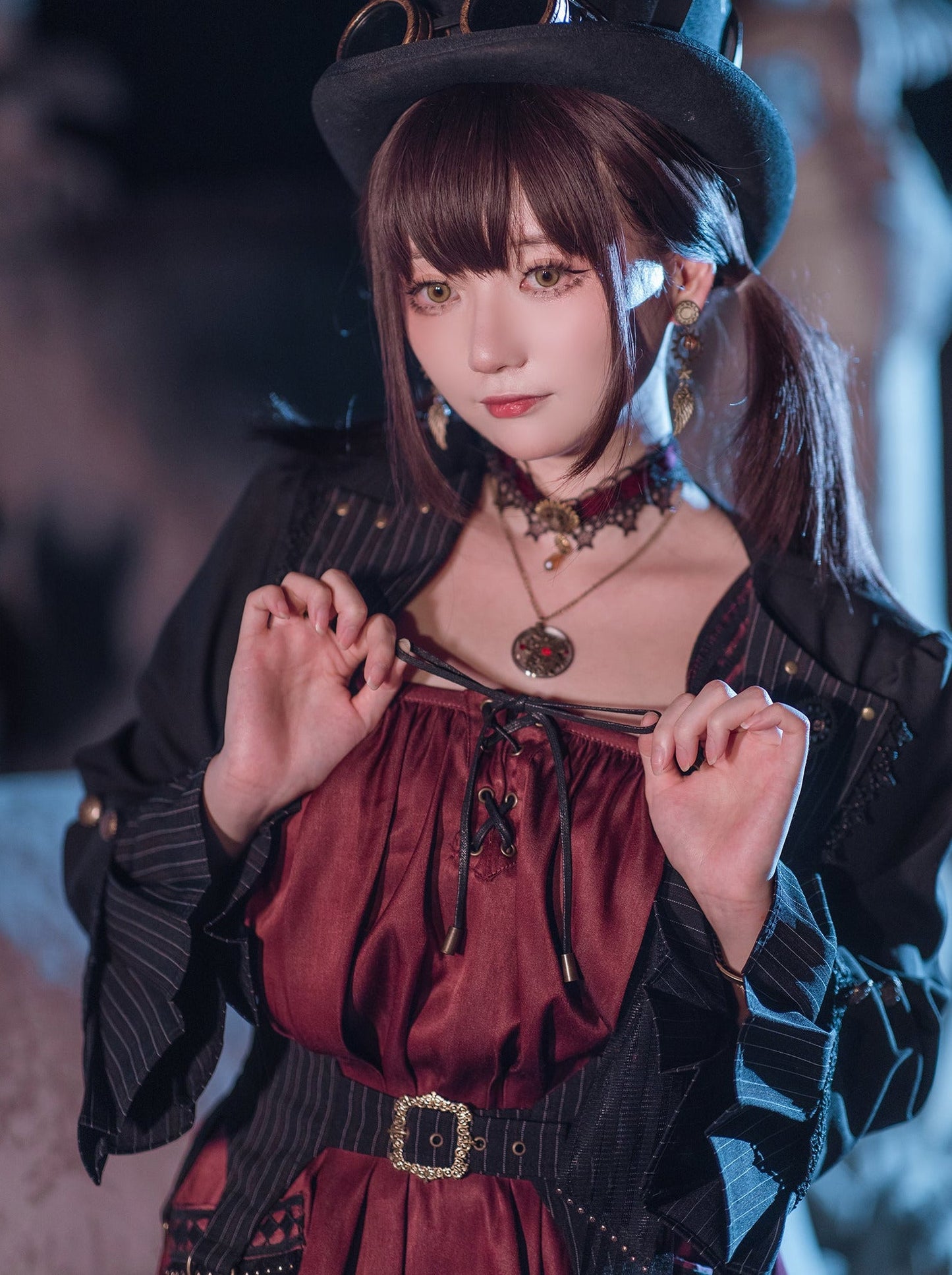 [pre-order] Wine Red Shoulder Strap Light Gothic Doll Asymmetric Dress