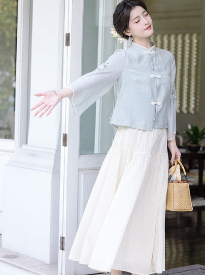 Spring Chinese-style Top + Long Skirt
