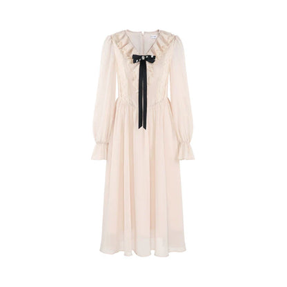 Ruffled V-neck Holiday Dress