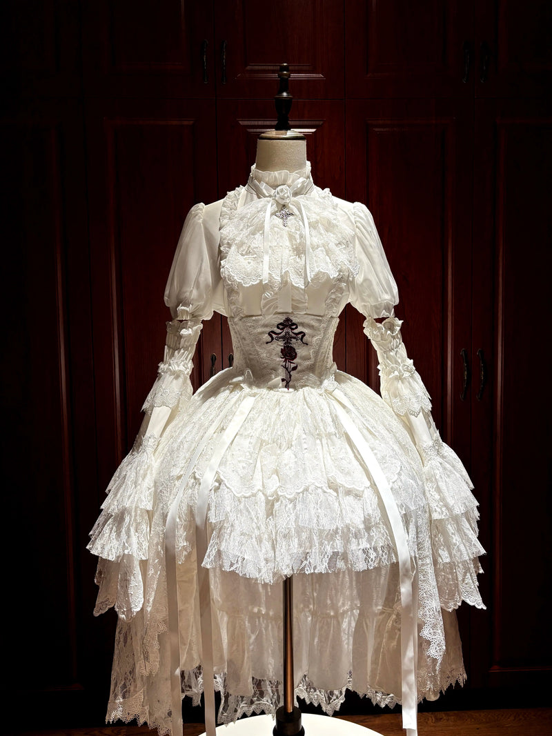 [pre-order Deadline: March 18] Dark Gothic Lolita Skirt + Shirt + Headband + Hat + Sleeve
