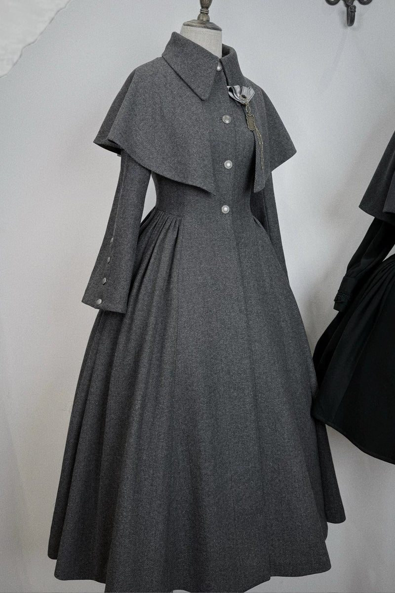 British Detective Lolita Coat + Cape + Skirt + Shirt + Bag + Brooch + Hat + Beret + Necklace