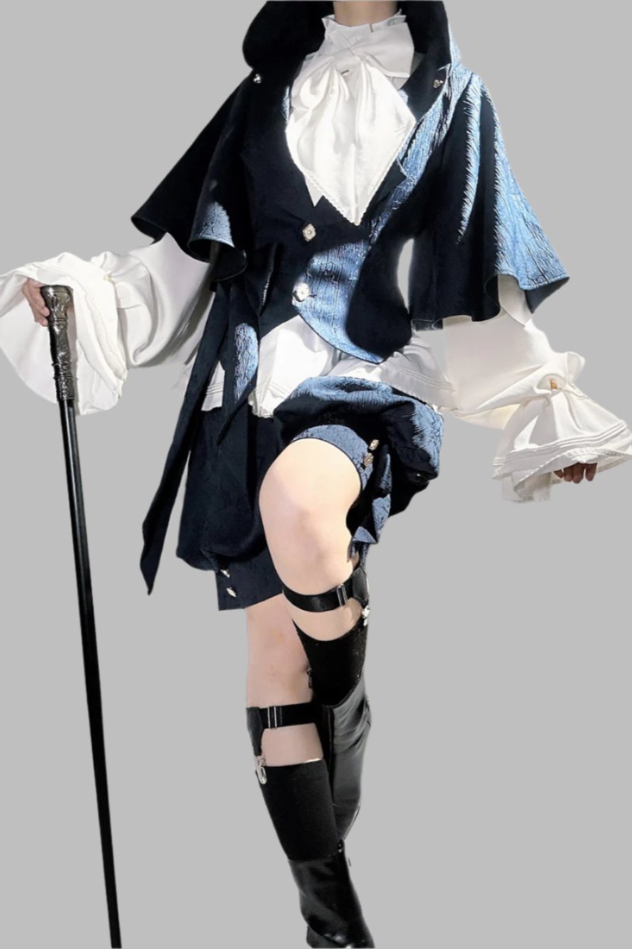 Sapphire Blue Bunny Ear Cape Jacket + Vest + Shorts