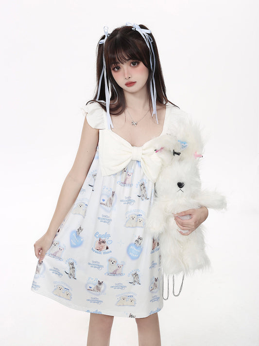 Dog & Cat Nightwear Set / Big Ribbon Girly Night Dress