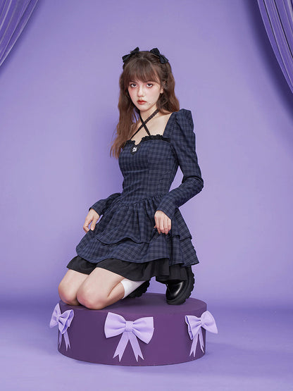 Gingham Plaid Ruffle Dress