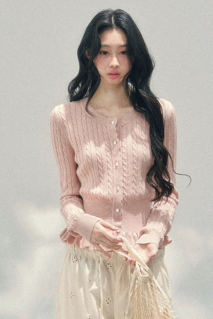 Pearl Crochet Ruffled Sweater