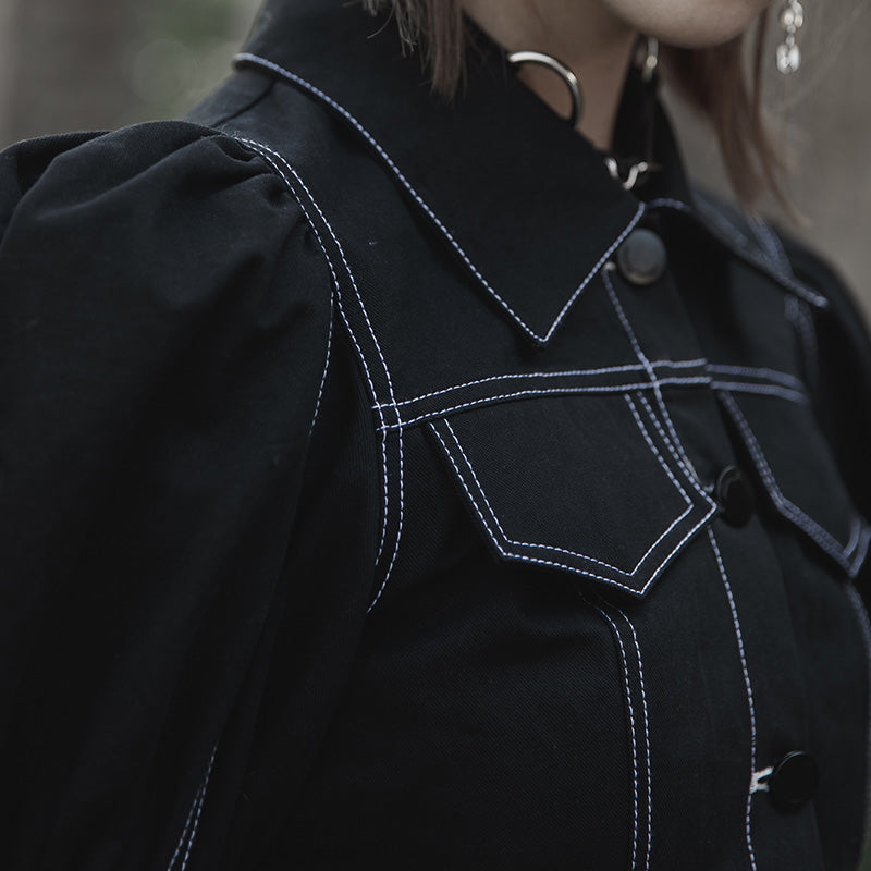 Double Pocket Waist Mark Denim Dress