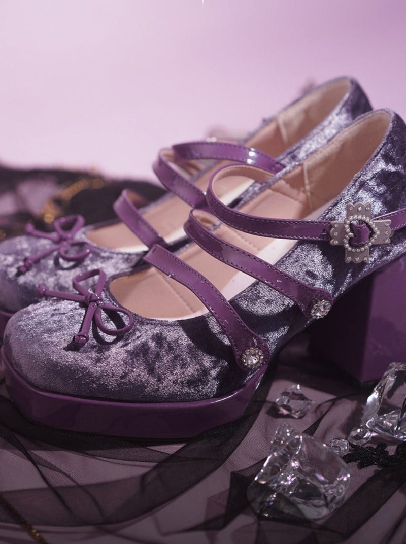 Little Ribbon Velvet Platform High Heel