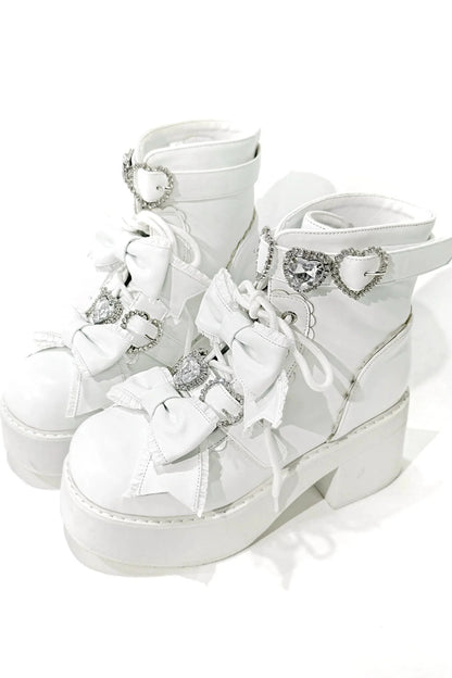 Love Stone Heart Ankle Boots