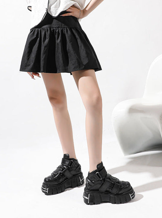 Cool Punk Retro Metal Velcro Strap Chunky Power Sole Sneakers