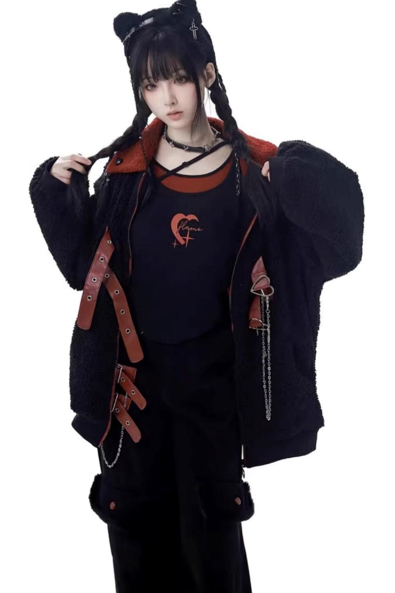 Super Soft Leather Fleece Jacket Set