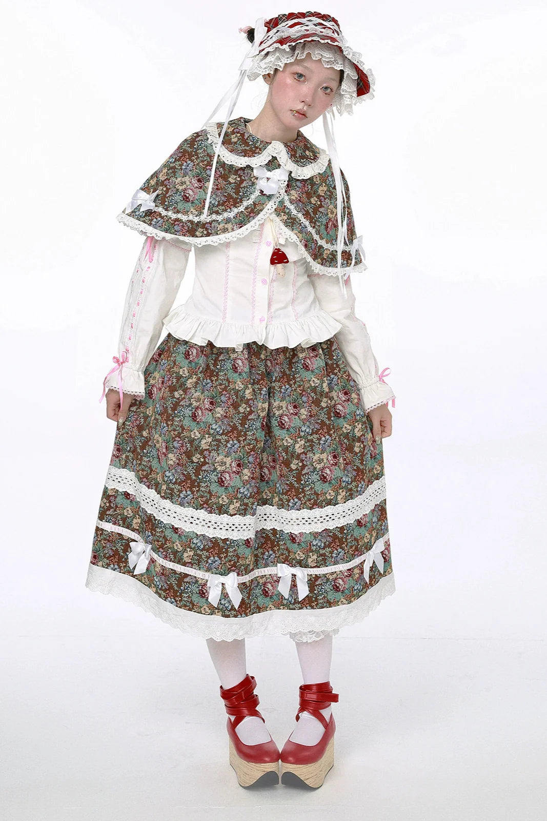 Retro Shawl + Ribbon Flare Skirt