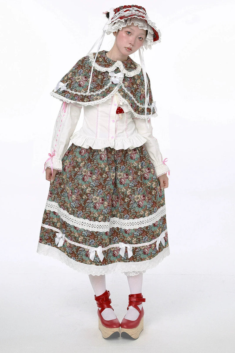 Retro Shawl + Ribbon Flare Skirt