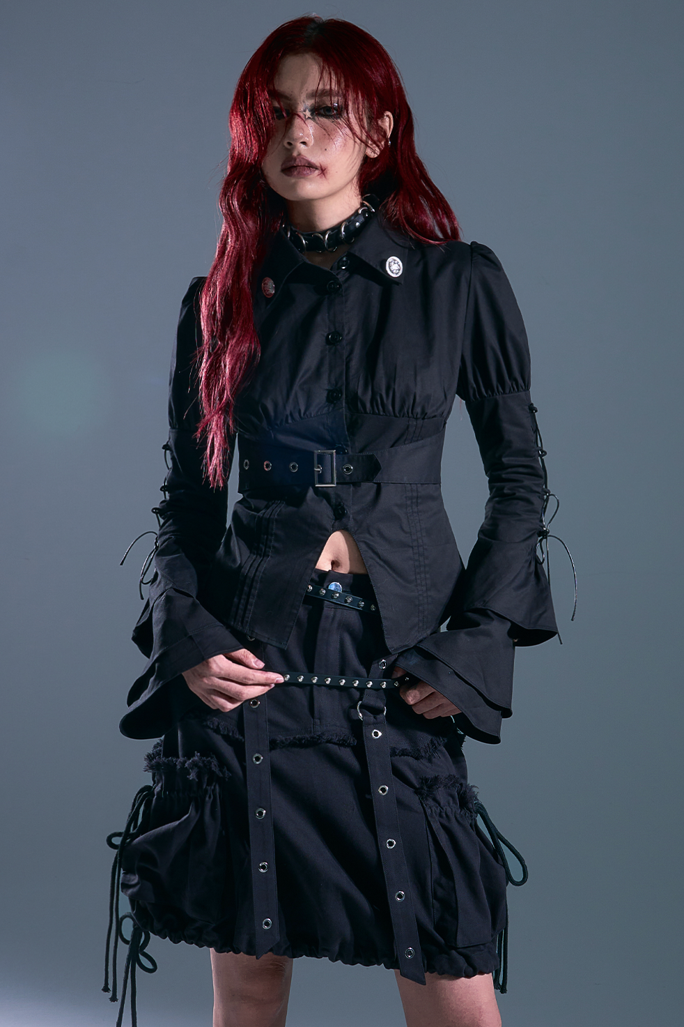 Gothic Lace Up Blouse