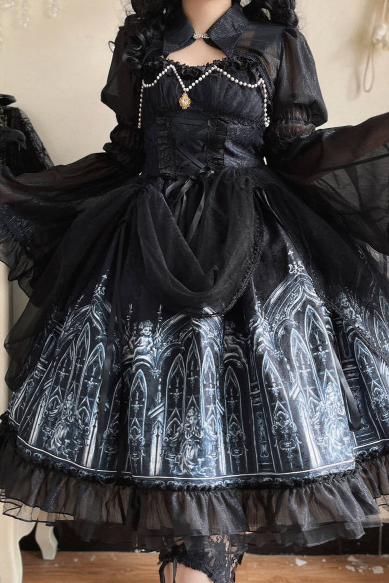 Star Night Dark Gothic Style Lolita Dress + Short Shawl