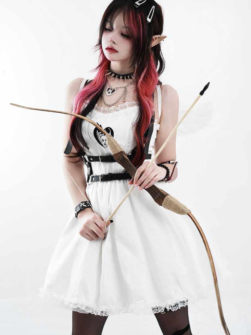 Dark Angel Lace Slip Dress + Belt Band