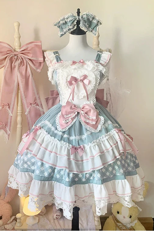 Heart Suspender Tiered Dress + Headpiece + Tail