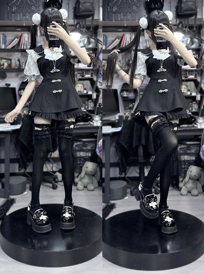 Subculture Dark Kawaii Chinese-style Sweet Top + Pants
