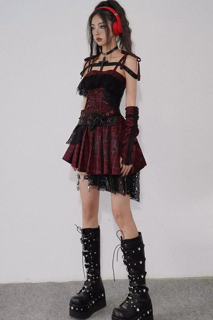 Magic Rhythm Plaid Asymmetrical Dress