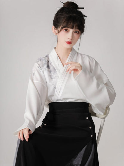 Dark Chinese-style Mode Pleated Skirt Set