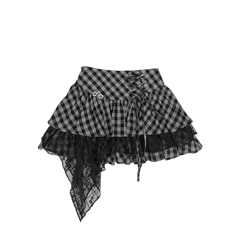 Abbey Slim Crop Top + Checkered Lace Skirt