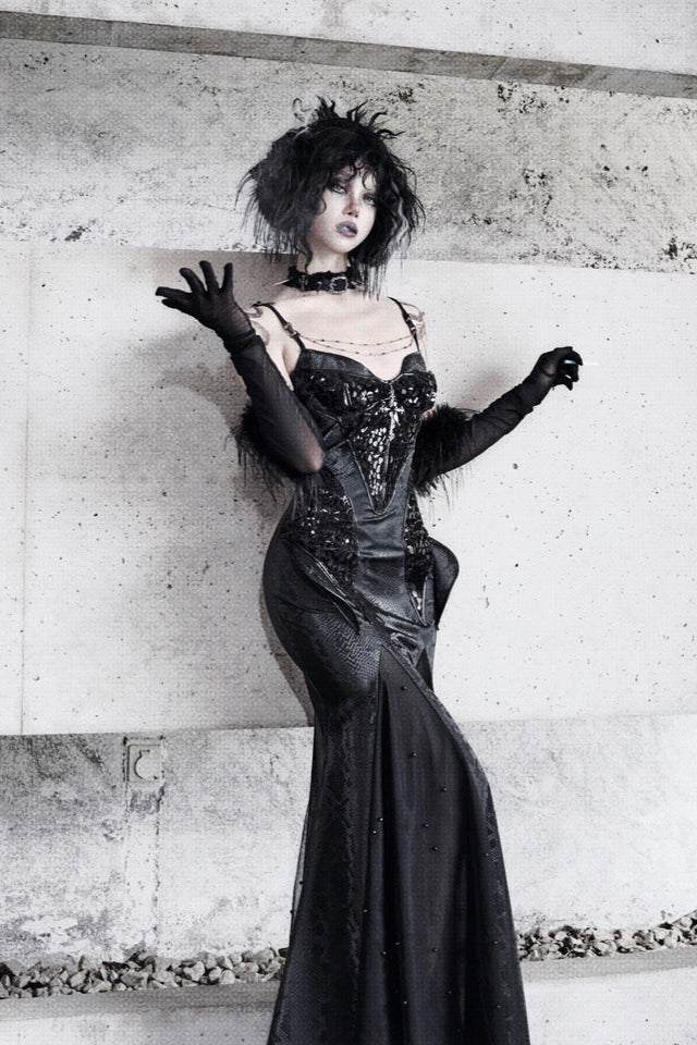 [pre-order] Snake Eyeshadow Dark Mode Dress + Mesh Gloves