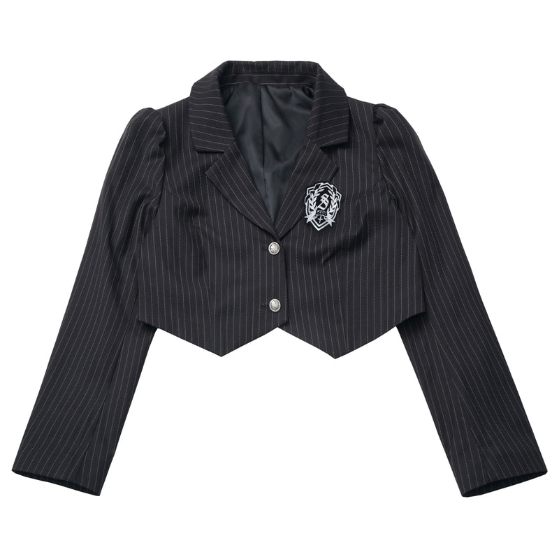 College Jacket + Suspender Skirt + Blouse + Tie