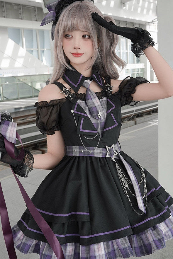 Dark Idol Plaid Lolita Dress + Leg Warmers