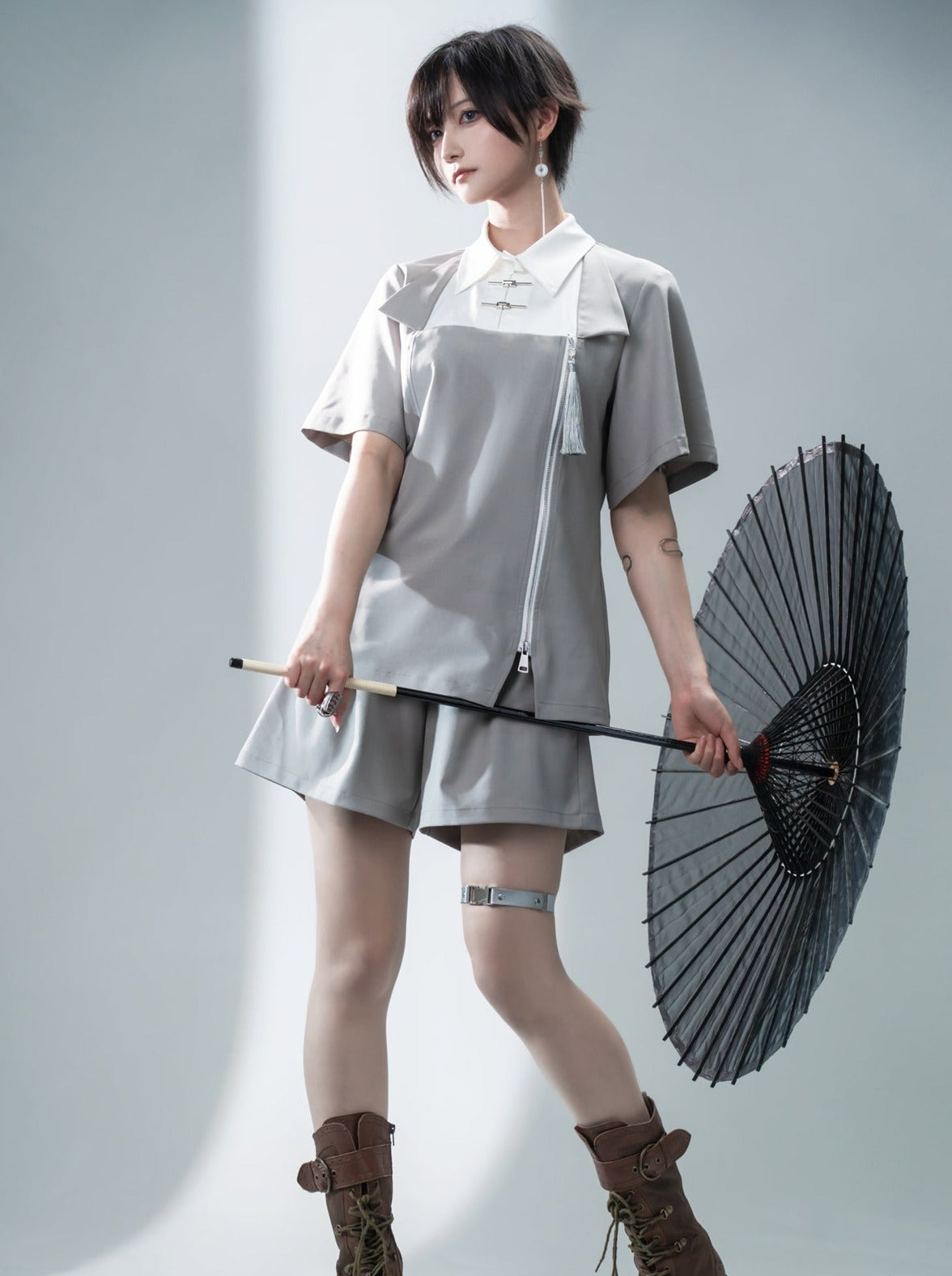 Chinese-style Mode Summer Top + Shorts