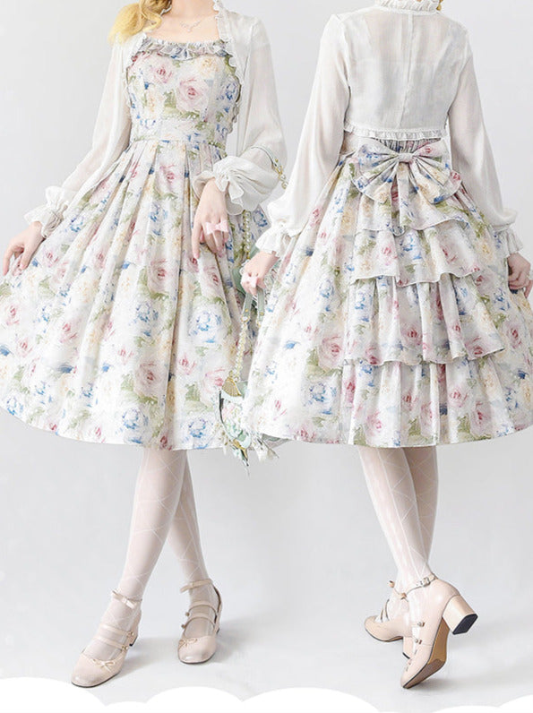Forest Basket Retro Classic Lolita Dress + Cardigan