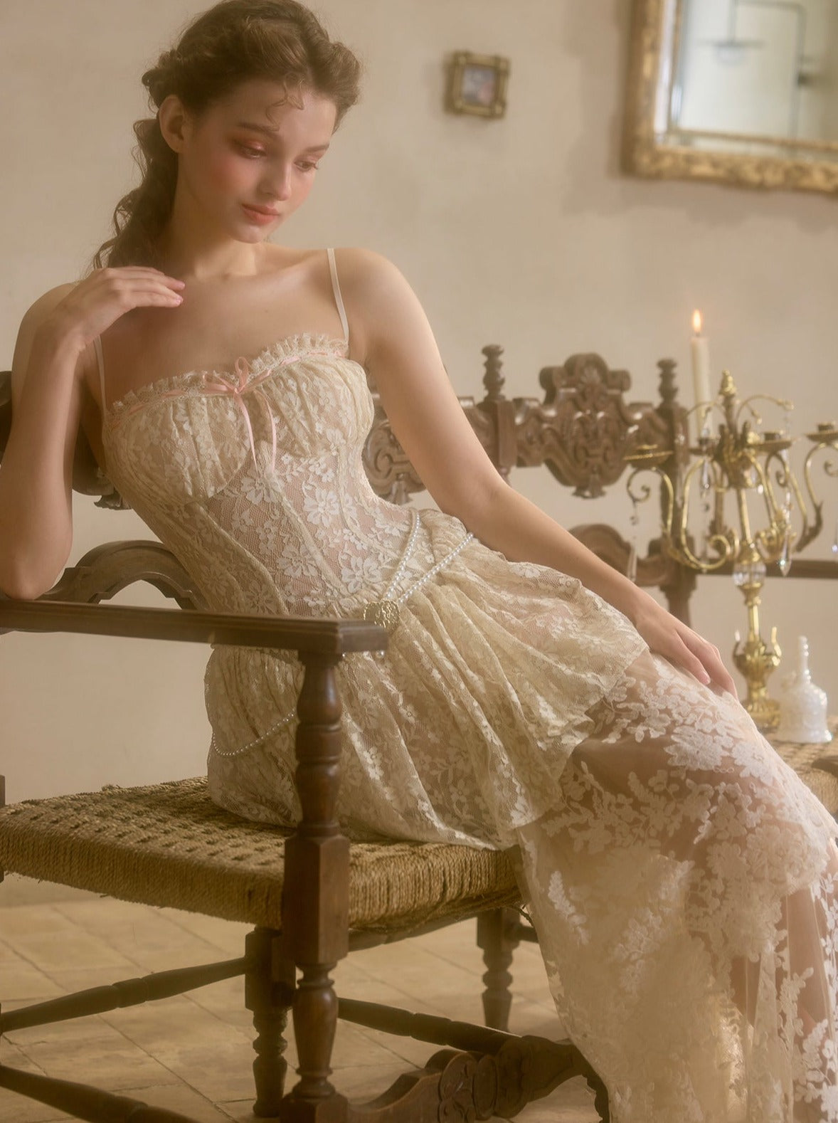 [pre-order] Sweet Waltz Lace Camisole + Long Skirt + Peplum Belt