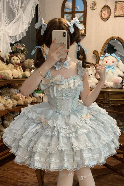 Tricolor Dark Gothic Ribbon Dress + Accessories