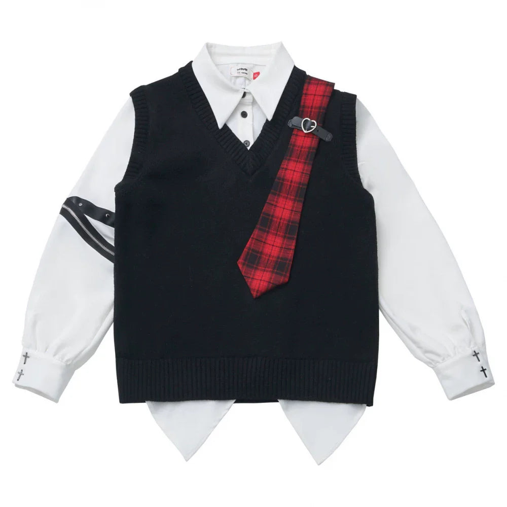 Patchwork Two Piece Tie Design Top