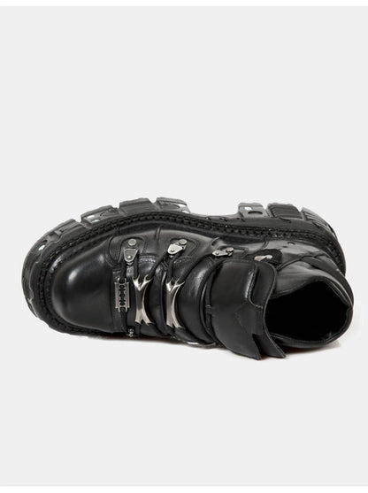Dark Punk Platform Metal High Top Shoes [plain/with Chain Nut]
