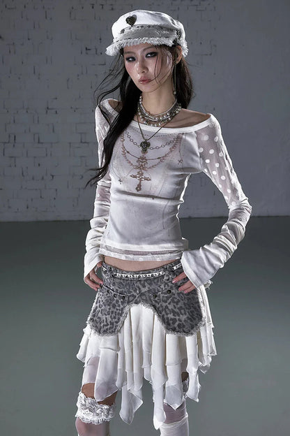 Baroque Flocked Sheer Top