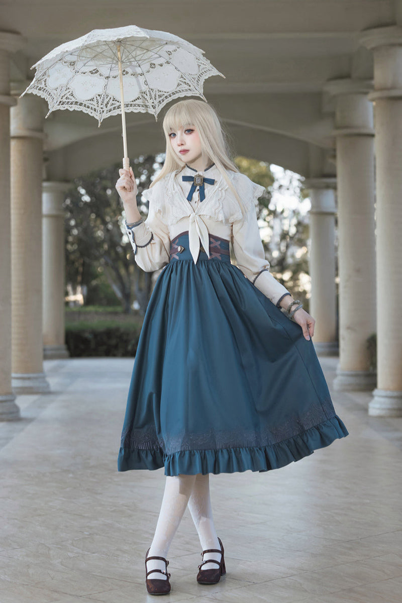 [pre-order] Retro Lolita Classic Blouse Skirt Shawl Suit
