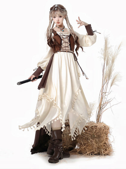 Exotic Style Dress + Vest + Cape
