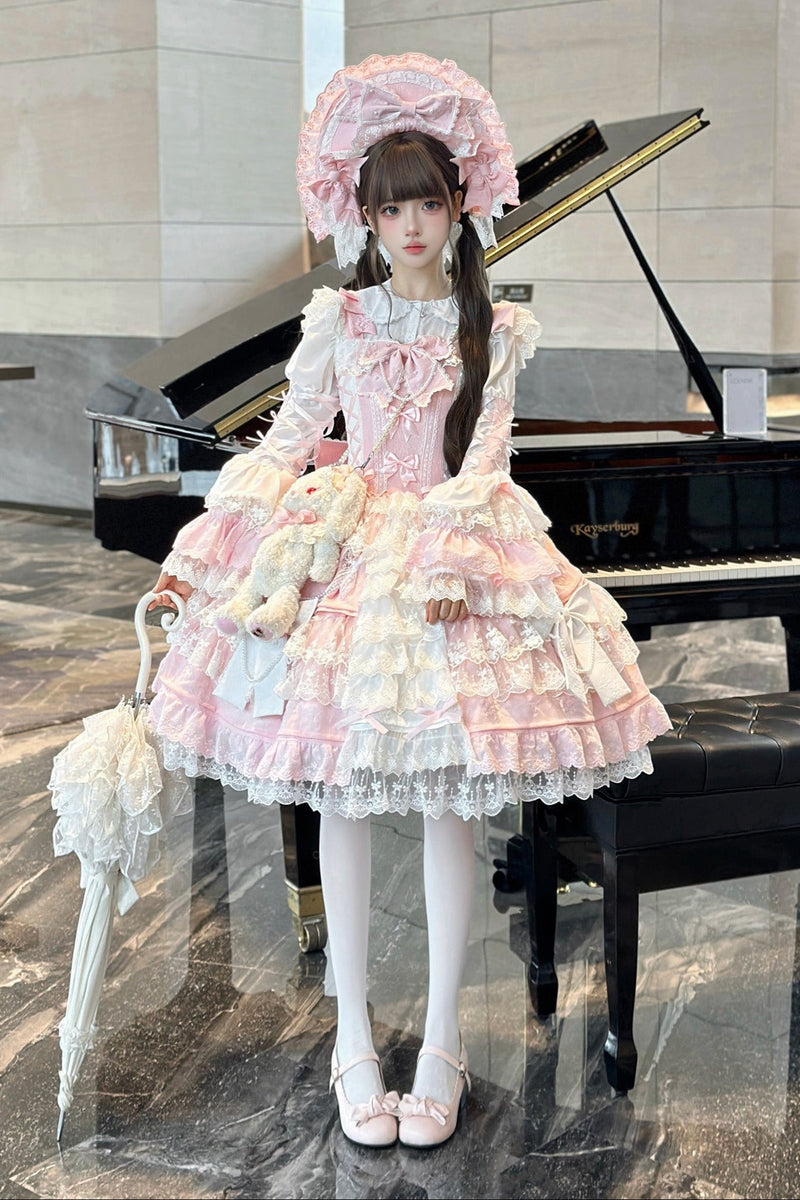 [pre-order] Peach Rabbit Antique Doll Lolita Dress Set