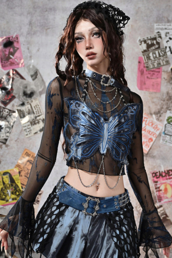 [pre-order] Virtual Sheer Top + Chain Butterfly Tube Top