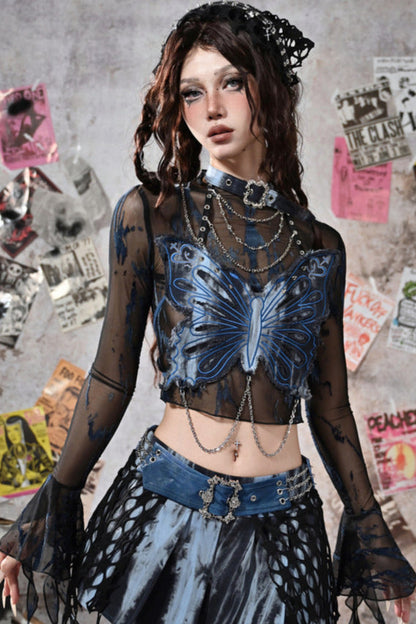 [pre-order] Virtual Sheer Top + Chain Butterfly Tube Top