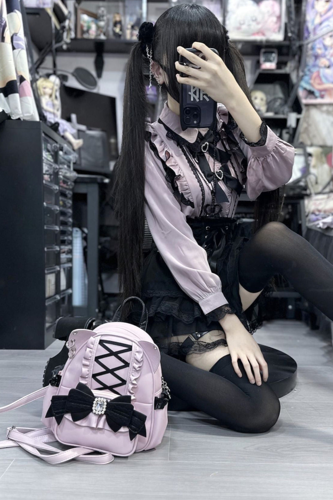 [pre-order] Cat Ear Jewel Ribbon Backpack