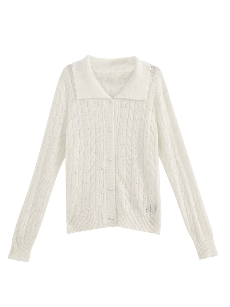 Sweet Girly Hollow Knit Cardigan