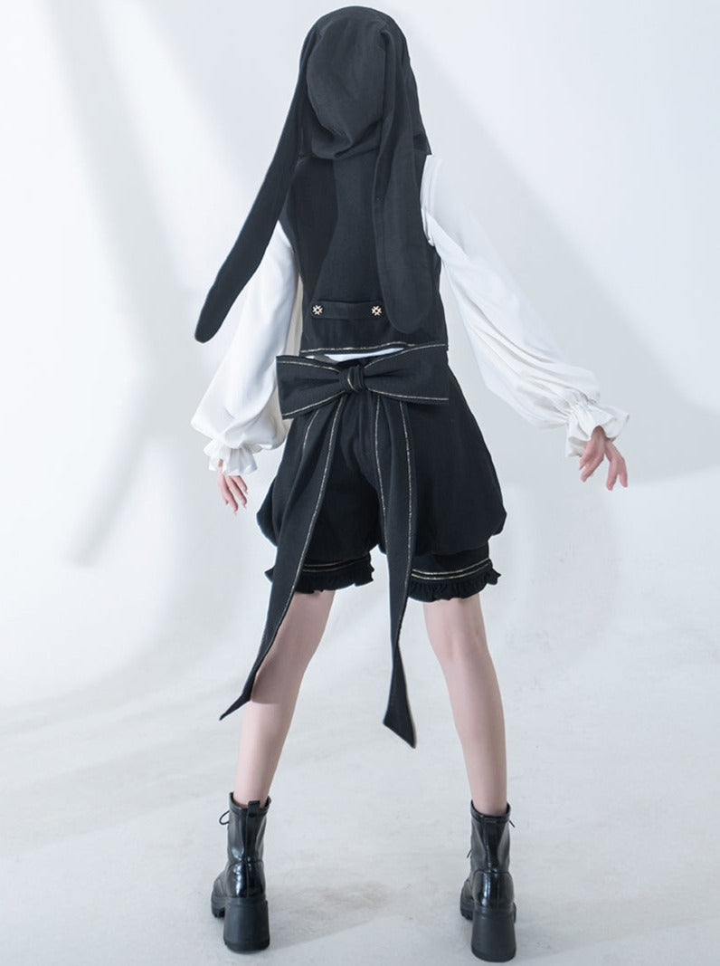 Dark Prince Hooded Cape + Rabbit Hooded Vest + Pumpkin Pants + Ruffle Shirt + Big Waist Ribbon [pre-order]