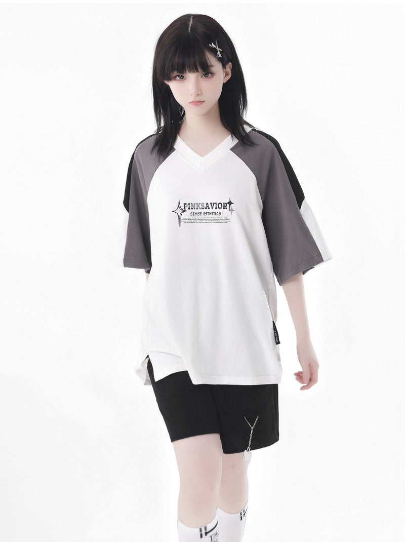 Circulating Star Black Gray Raglan Sporty T-shirt + Pants