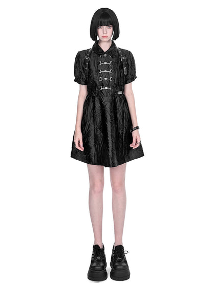 Dark Punk Metallic Puff Sleeve Chinese-style Dress