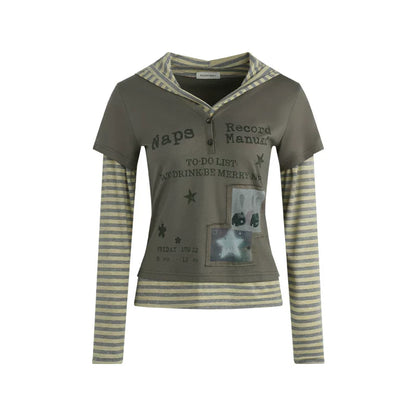 Striped Y2k Hoodie Top