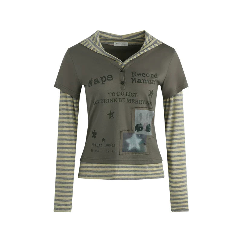 Striped Y2k Hoodie Top