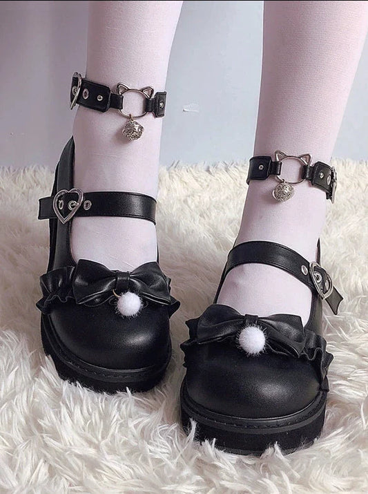 Nya Kokoro Lolita Retro Soft Girl Round Toe Shoes