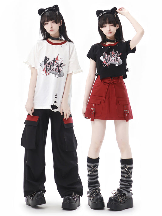Wind Boy Summer Loose Couple Ripped Suit