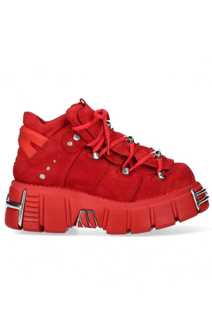 Dark Red Metallic Platform Sneakers
